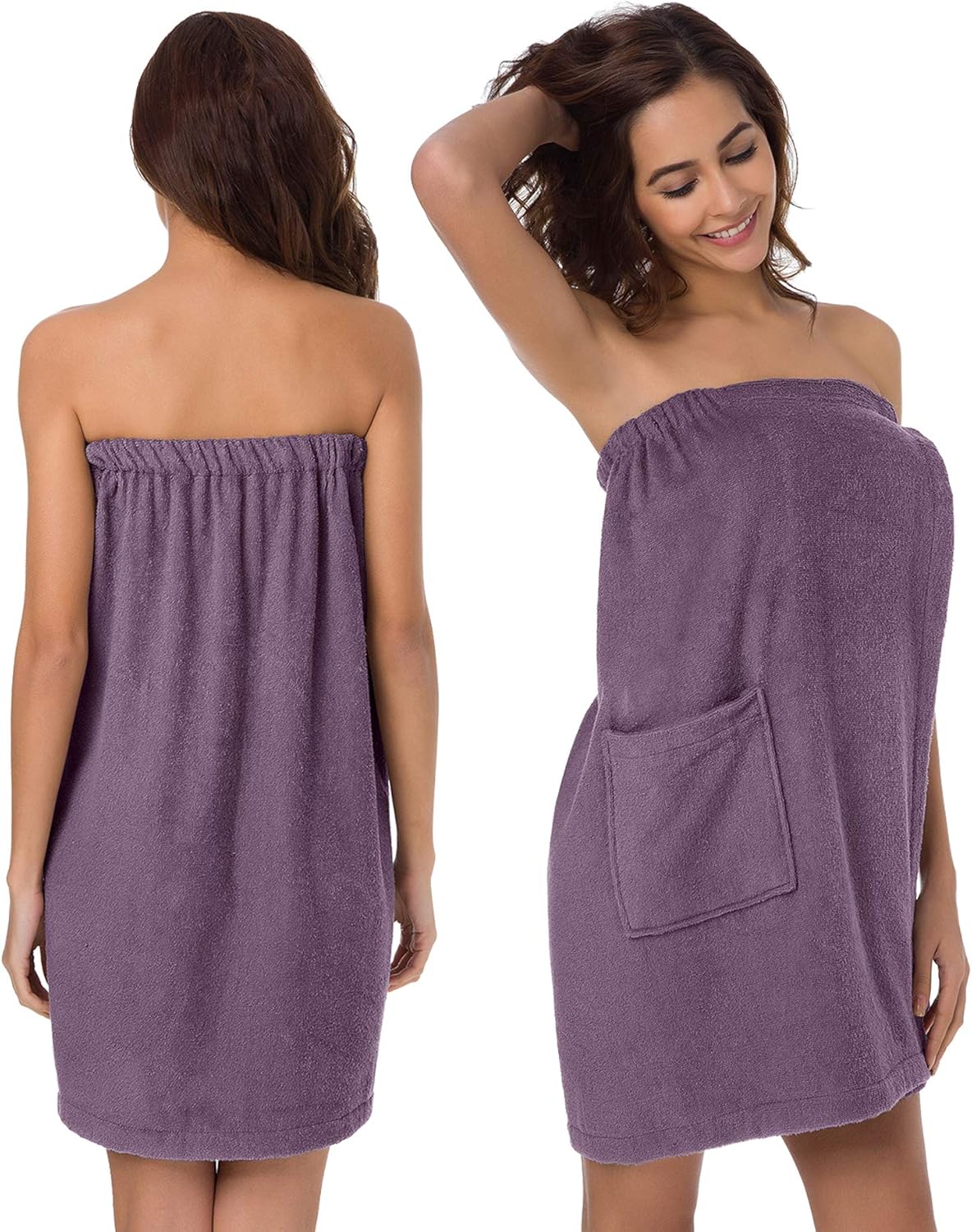 SIORO Women Bath Towel Wrap Robe, Soft Cotton Terry Spa Cloth, Plush Adjustable Closure for Shower, Travel, Pool, Gym