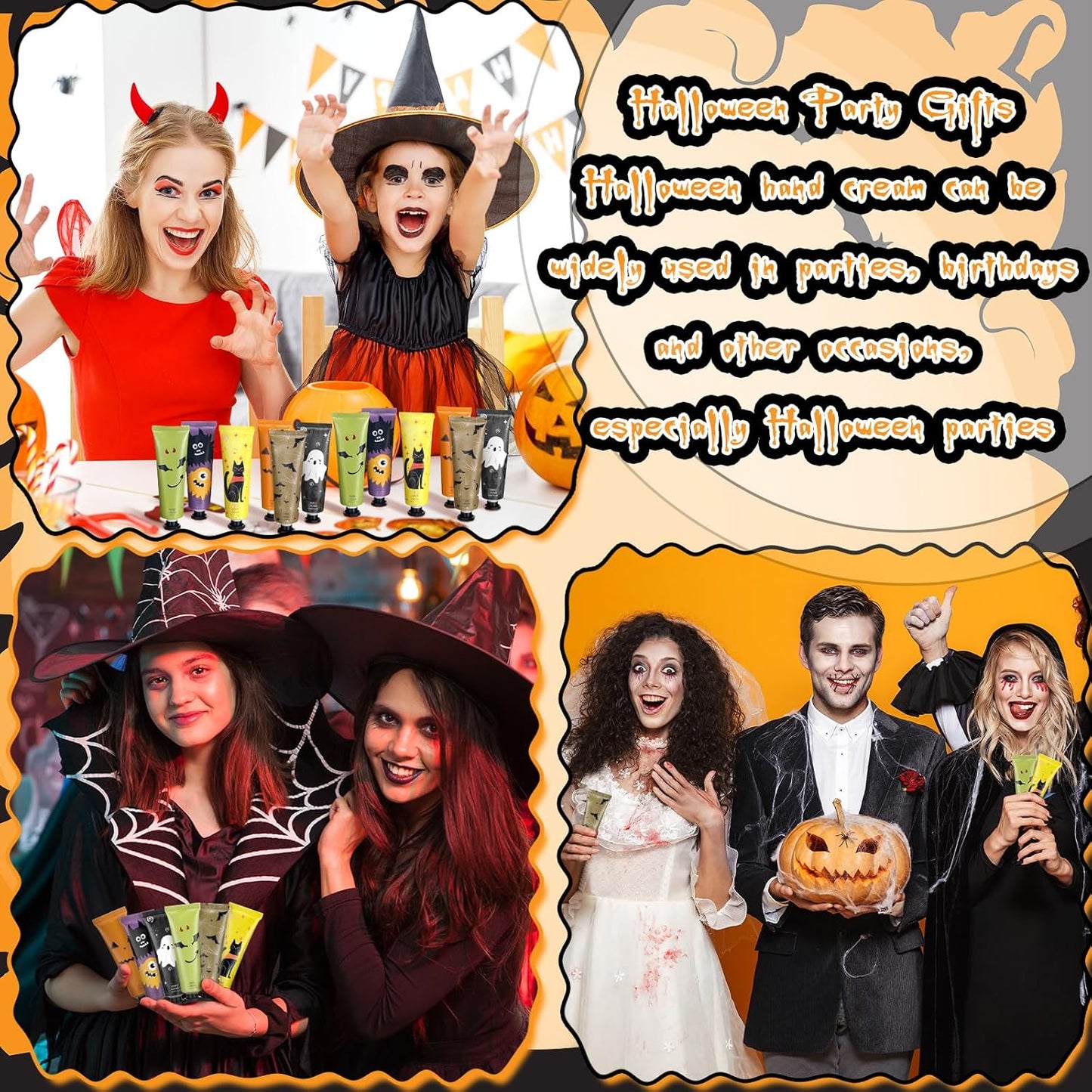 72 Pack Halloween Hand Cream Gift Sets for Women Ghost Mini Hand Lotion Bulk Travel Size Moisturizing Cream Halloween Party Favors Gifts for Stocking Stuffers 6 Natural Plant Fragrances