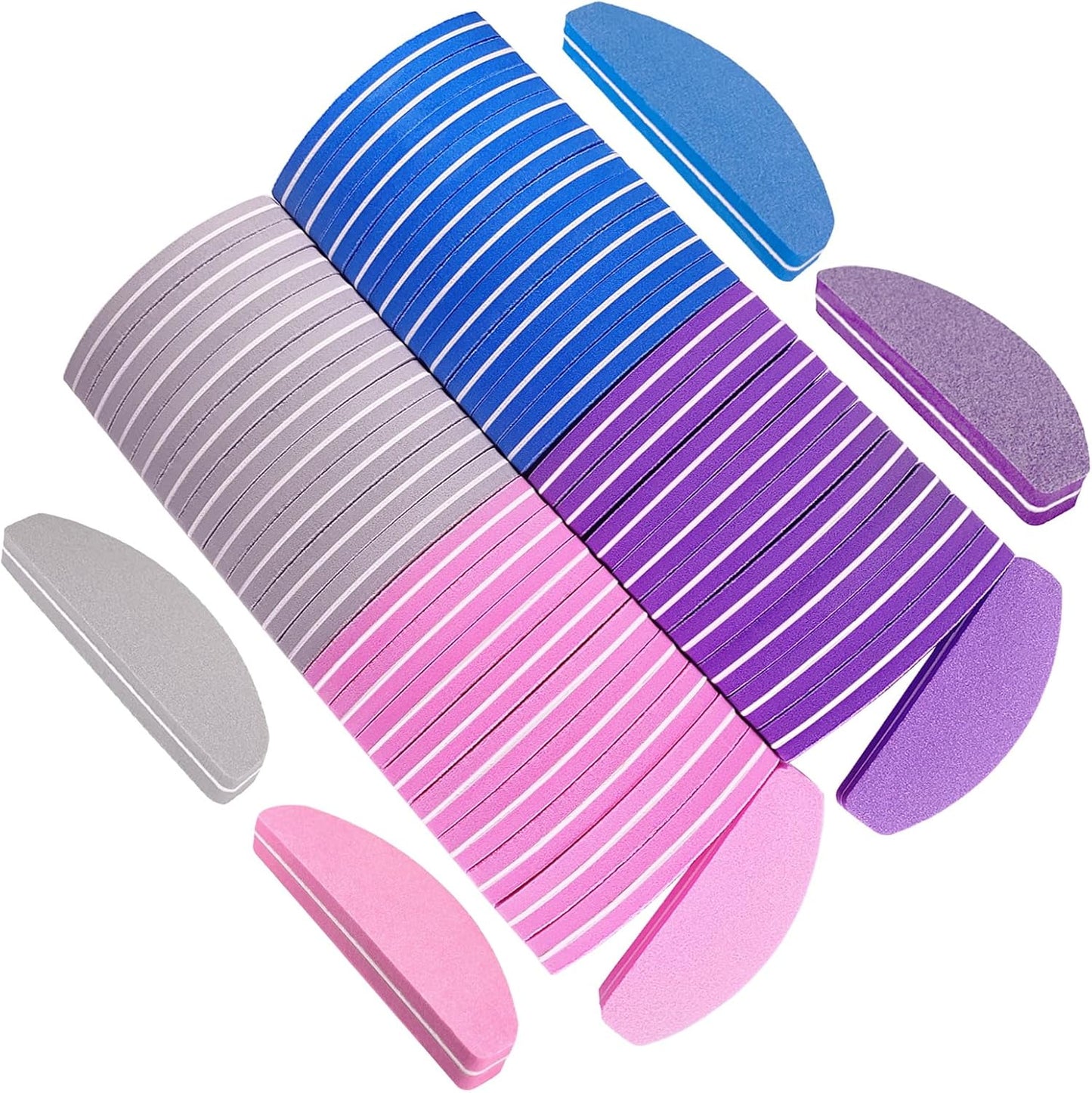 Nail Buffers (40 pcs), Buffer Block Nail Files Bulk for Acrylic Nails and Natural Nails Double Sided 100/180 Grit Portable Washable Sanding Buffing Buffers Arc Shape (40Pcs Multicolor)