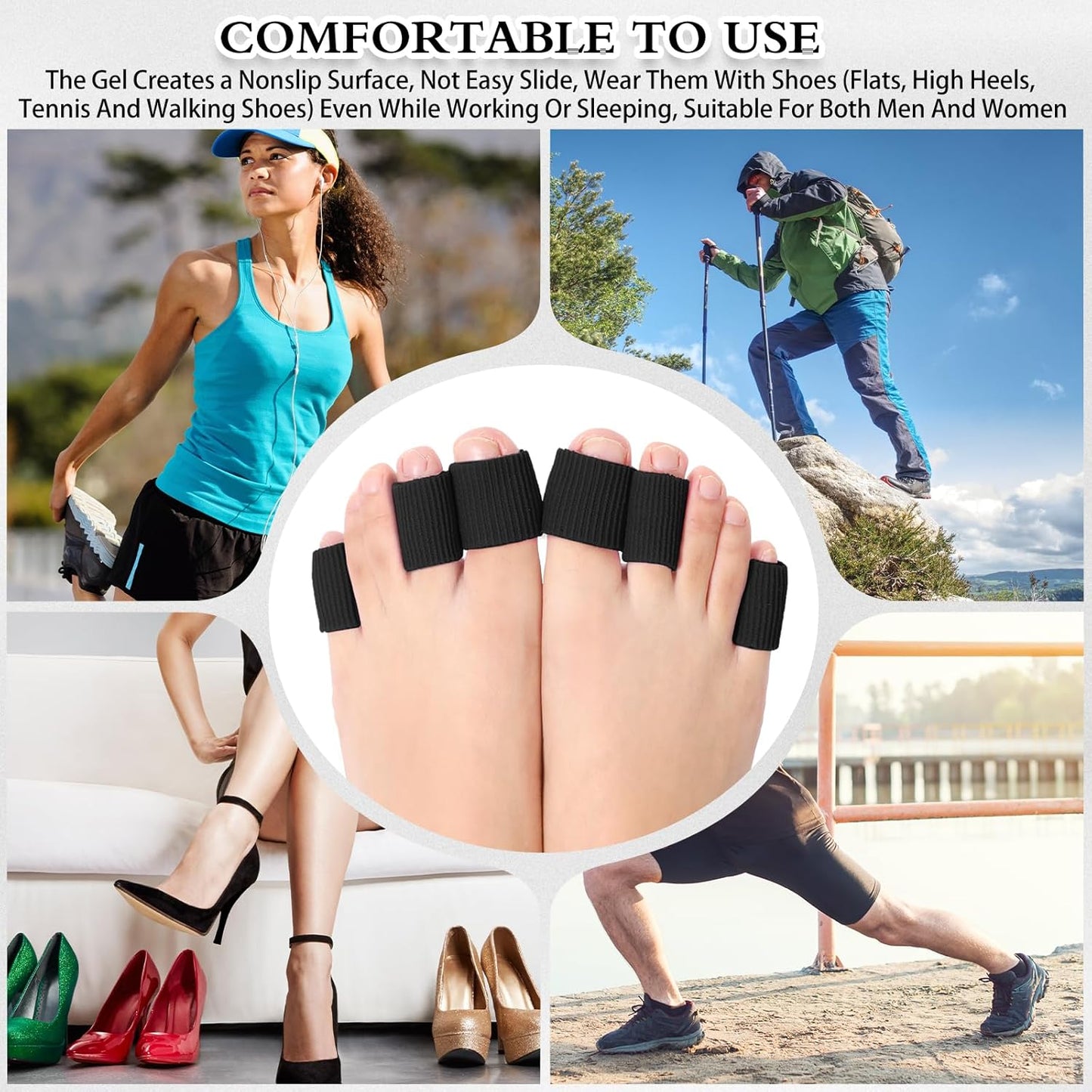 Blulu 24 Pieces Toe Tubes 0.98 Inches Cushion Tube Corn Pads for Toes Sleeves Soft Gel Protectors for Cushions Corns Blisters Calluses 3 Size(Black,Assorted Sizes)