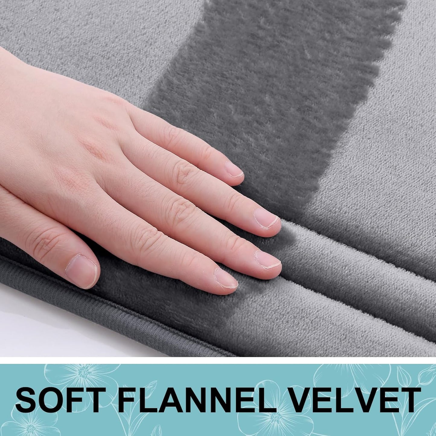 Grandaily Memory Foam Bath Mat Rug 24x16, Ultra Soft, Non-Slip and Absorbent Bathroom Rugs, Machine Wash Dry, Comfortable Bath Carpet for Bathroom Floor, Tub and Shower, Medium Grey