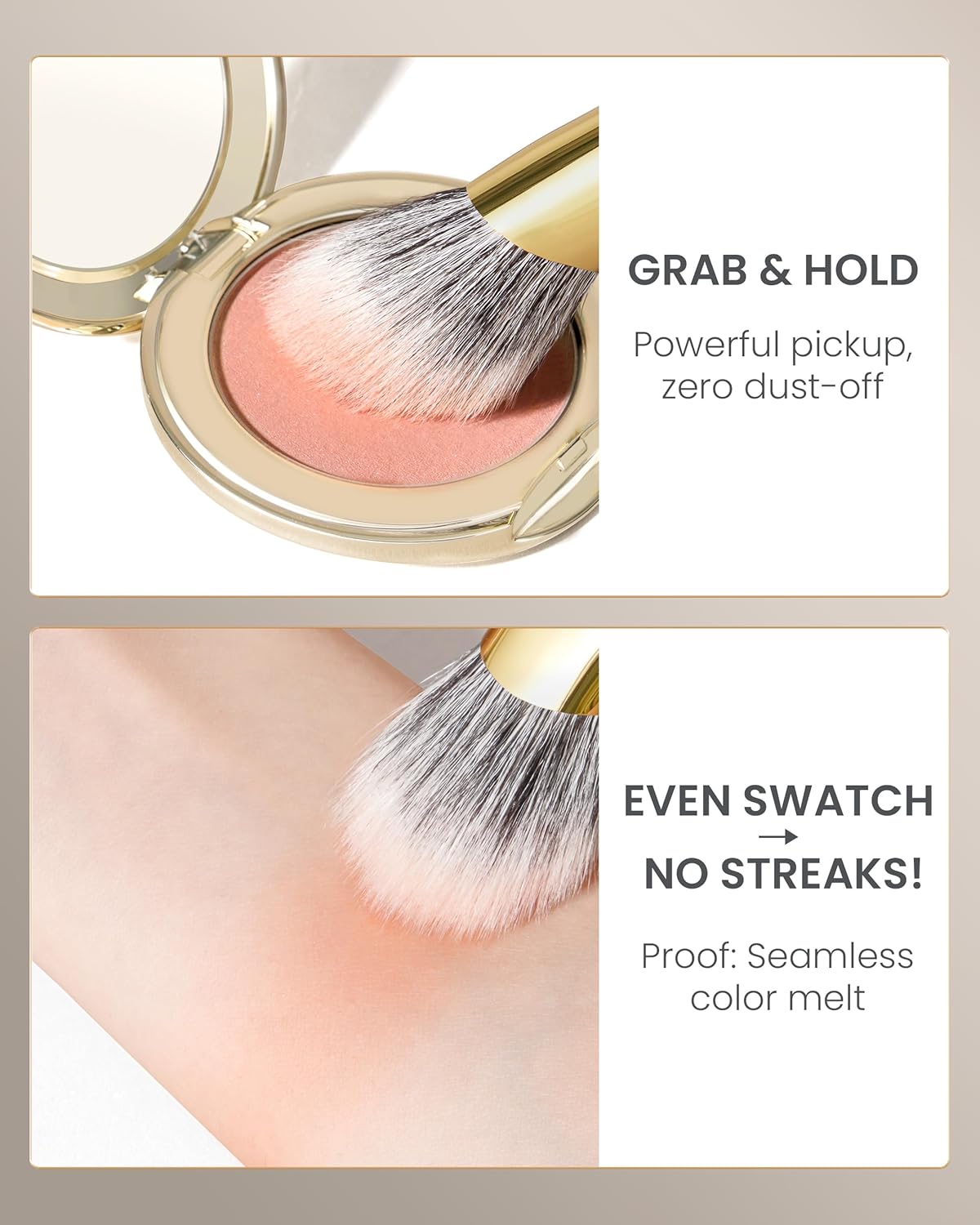 Desert Oak Series Fingertip Contour Brush - Finger-Shaped Dual Goat Hair for Seamless Blush & Sculpting, Bubinga Handle & Brass Ferrule (CM 187)