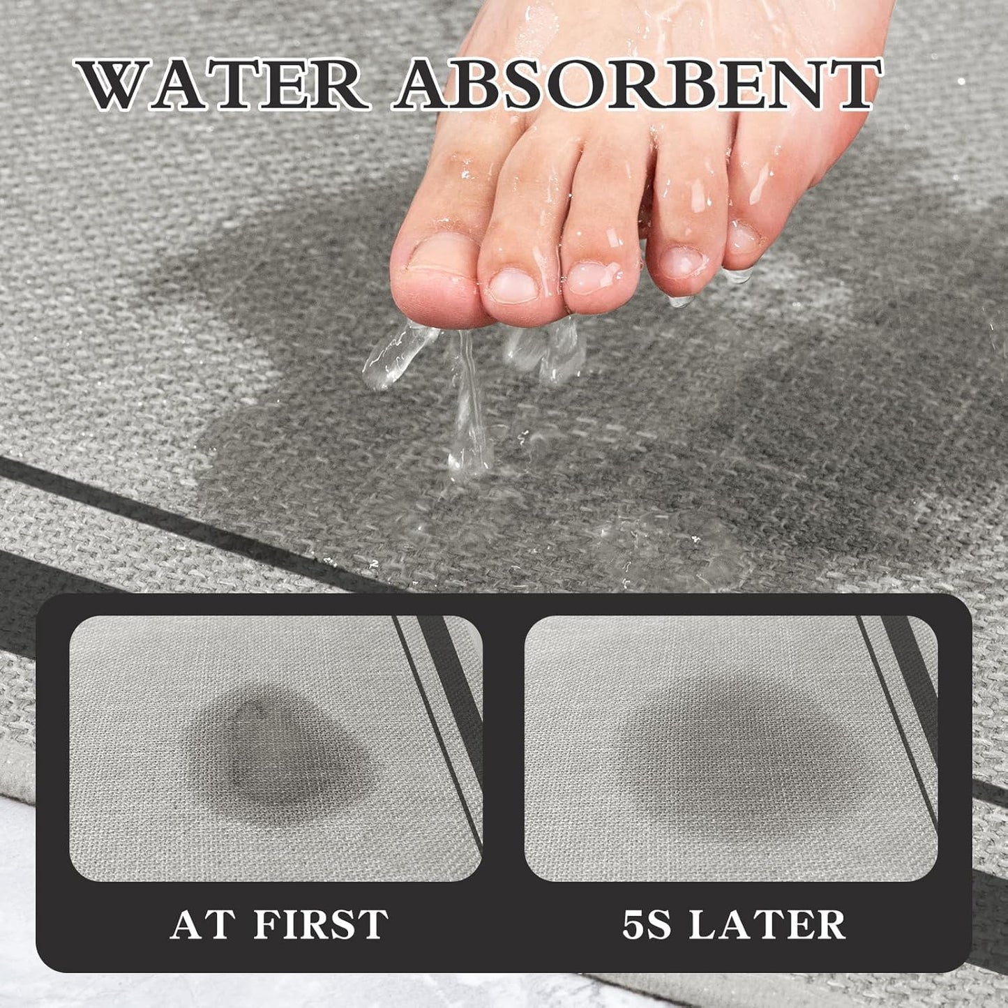 chakme Bathroom Rugs Mat U-Shaped 24x17, Ultra Thin Non Slip Bath Mat Small Quick Dry Absorbent Bath Mat for Bathroom Floor, (Dark Grey, U-24"x17")