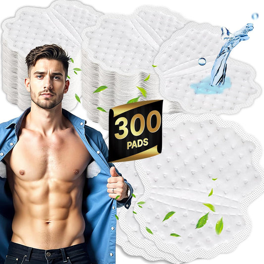 Arme Armpit Sweat Pads, 300 Pcs Large Underarm Sweat Pads for Men Hyperhidrosis Bulk, Disposable Sweat Pads for Under Arms, Bulk Armpit Patches, Armpit Protection for Dating Work Meeting