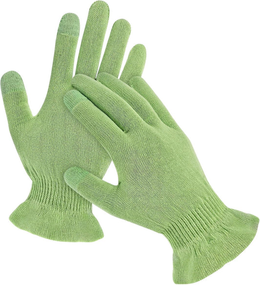 MIG4U Moisturizing Beauty Gloves Touchscreen Overnight Sleeping Glove for Women Dry Hands, Nighttime Lotion, Eczema, SPA, Cosmetic Treatment, Apple Green 1 Pairs Size L/XL