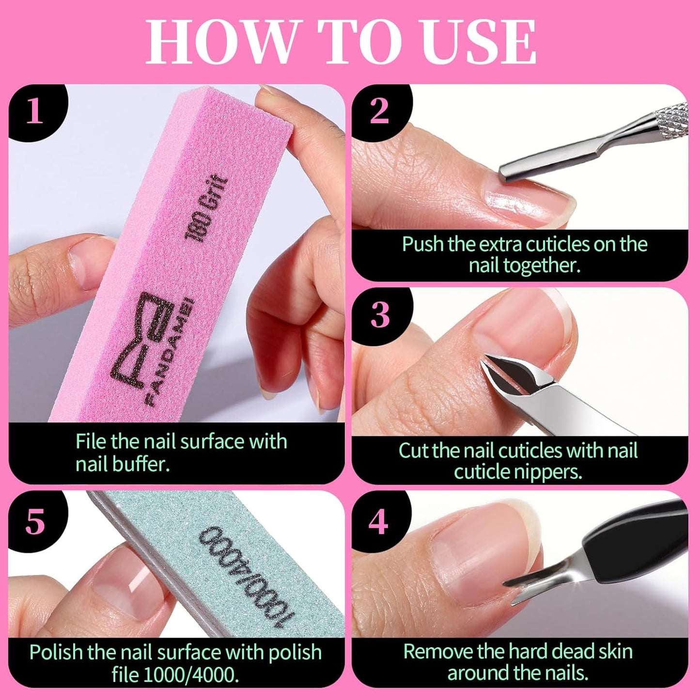 FANDAMEI Nail Buffer Block, 10 PCS Nail Buffer with Different Grit, Buffing Block, Cuticle Trimmer, Nail Tools, Manicure Tools, Nail Care Kit