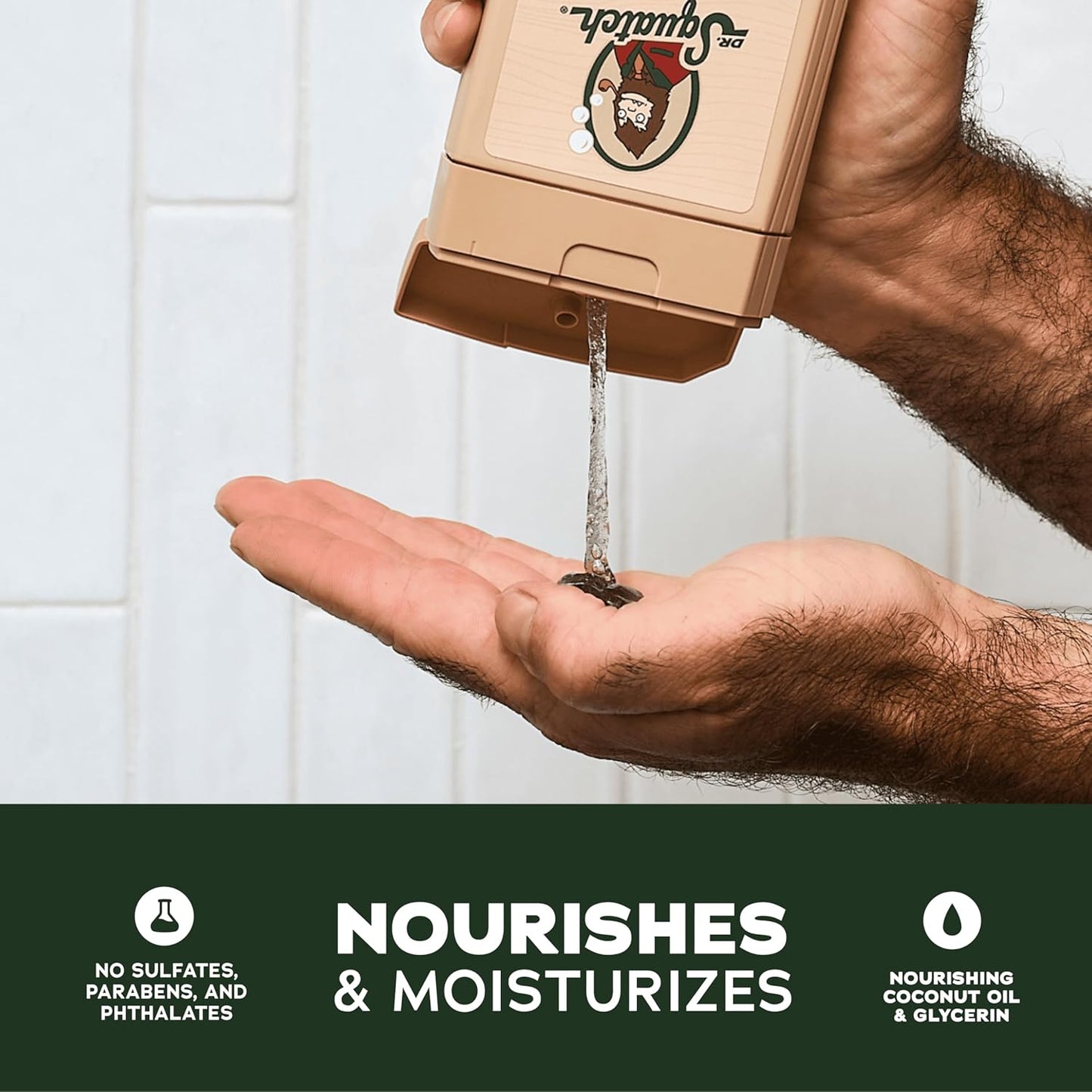 Dr. Squatch NEW Body Wash for Men with Nourishing, Natural Ingredients | No Paraben, Phthalate, Sulfate | All Day Moisture | Long Lasting Scent | Pine Tar & Wood Barrel Bourbon (14 oz, 2-Pack)