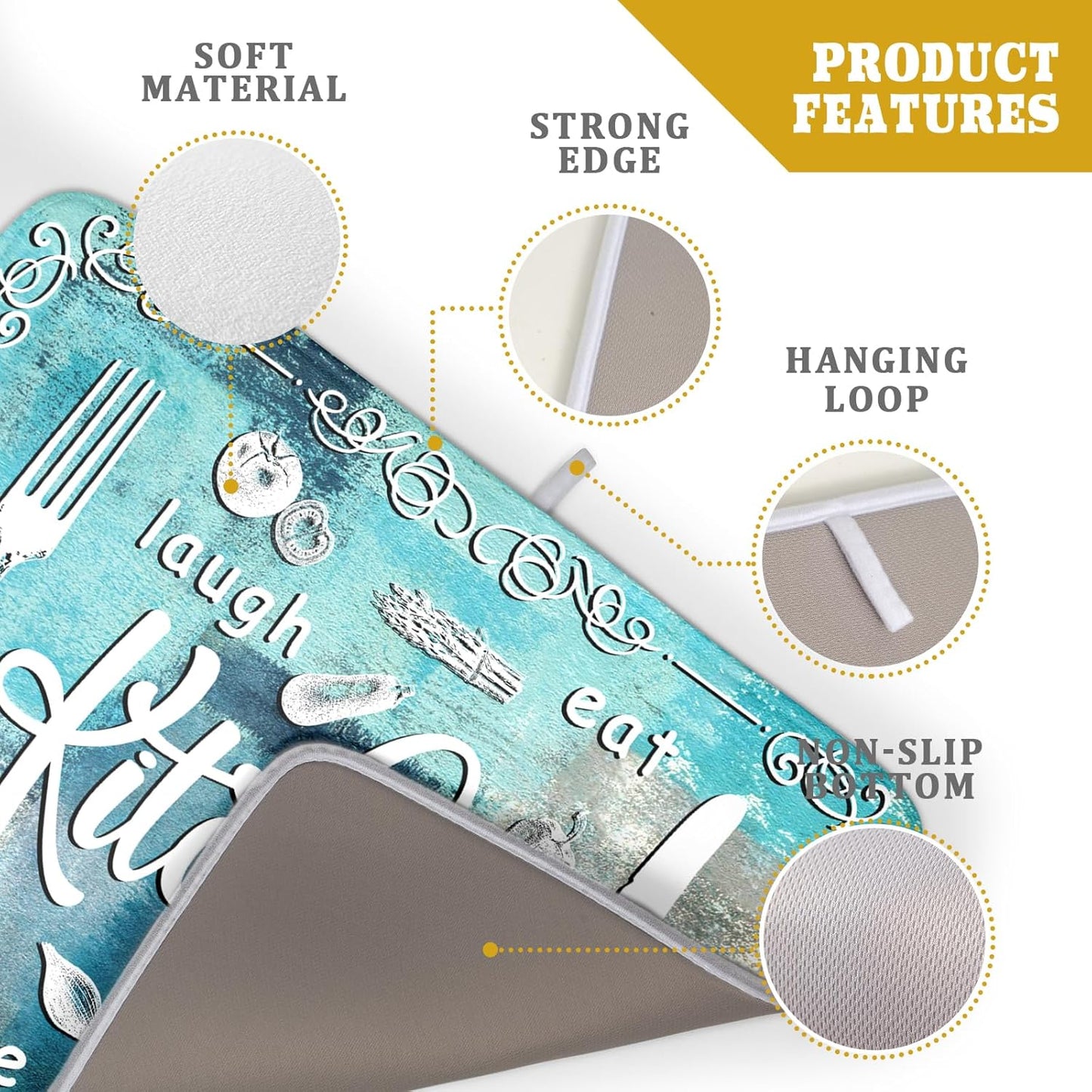 Blue Grey Dish Drying Mat 18x24 Inch Cooking Delicious Absorbent Drying Pad Heat Resistant Dish Drainer Mats for Kitchen Countertop