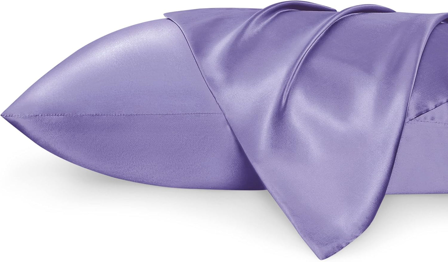Bedsure Satin Pillowcase for Hair and Skin Queen - Lilac Silky Pillowcase 2 Pack with Envelope Closure, Similar to Silk Pillow Cases, Gifts for Women Men, 20x30 Inches, 2pcs