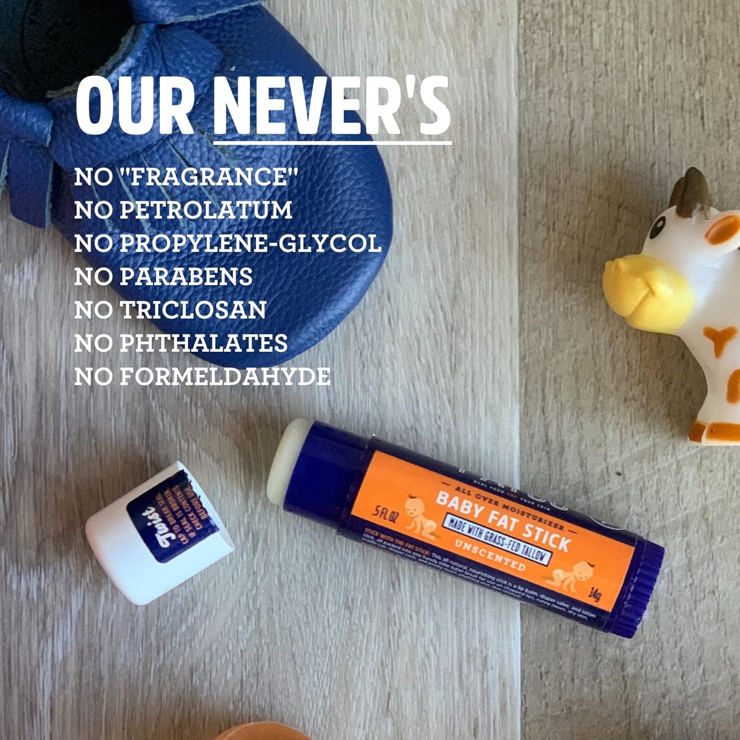 FATCO Fat Stick and All Purpose Baby Moisturizing Stick for Diaper Rashes, Dry Skin, and Chapped Lips - Unscented (0.5 oz)