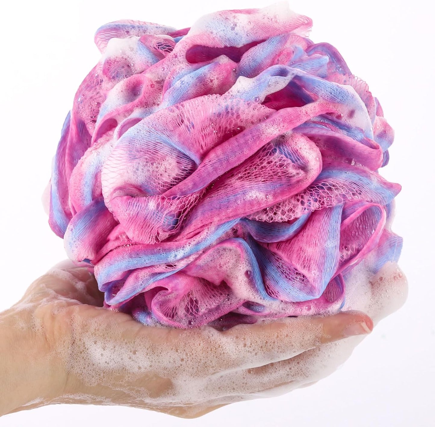 BTYMS 4 Pieces 75g/pc Shower Loofahs Large Bath Sponge Mesh Pouf Wash Puff Shower Poof Body Loofas for Bathing