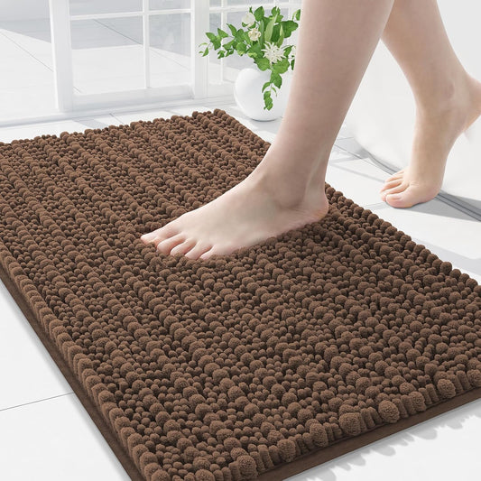 Arotive Luxury Chenille Bathroom Rug Mat, Extra Soft Thick Absorbent Shaggy Bath Rugs, Non-Slip Machine Wash Dry, Plush Bath Mats for Bathroom, Shower and Tub, 30x20, Mocha