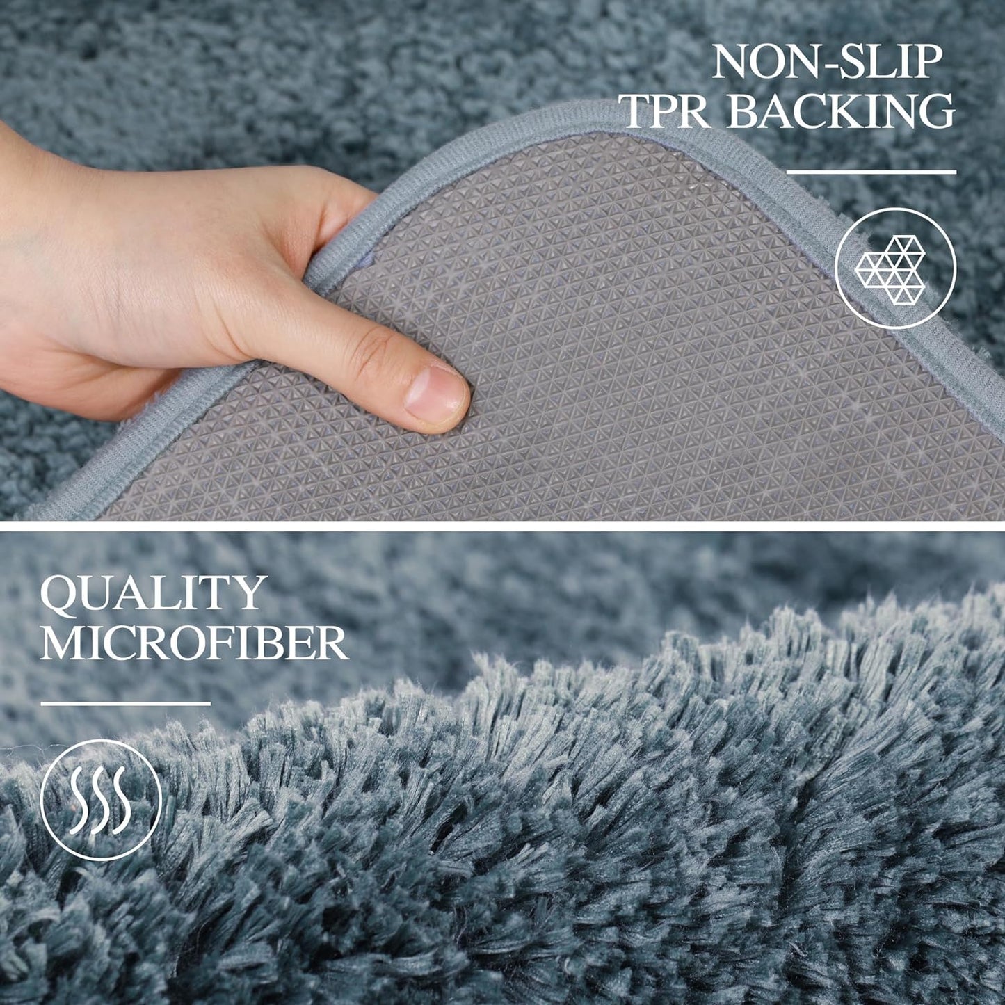 Walensee Slate Bath Mat (24 x 40), High Pile, Microfiber, Rubber Back - Extra Soft, Absorbent, Non-Slip, Machine Washable Bathroom Rug