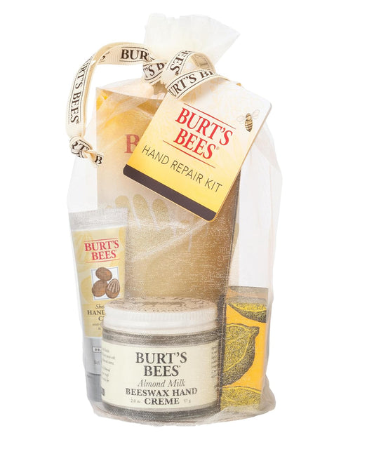 Burt's Bees Back to School Gift Ideas - Hand Repair Set, 3 Hand Creams plus Gloves - Almond Milk, Lemon Butter Cuticle Cream, Shea Butter Repair
