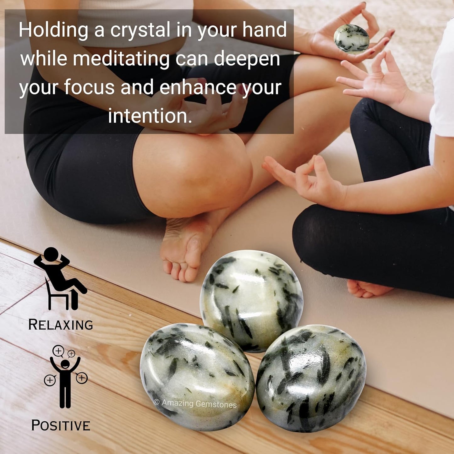 Amazing Gemstone Green Tourmaline in Quartz Crystals and Healing Stones - Large Palm Stone Crystals Piedra - Crystal for Good Luck, Positivity, Meditation - Unique Stocking Stuffers Gifts for Women