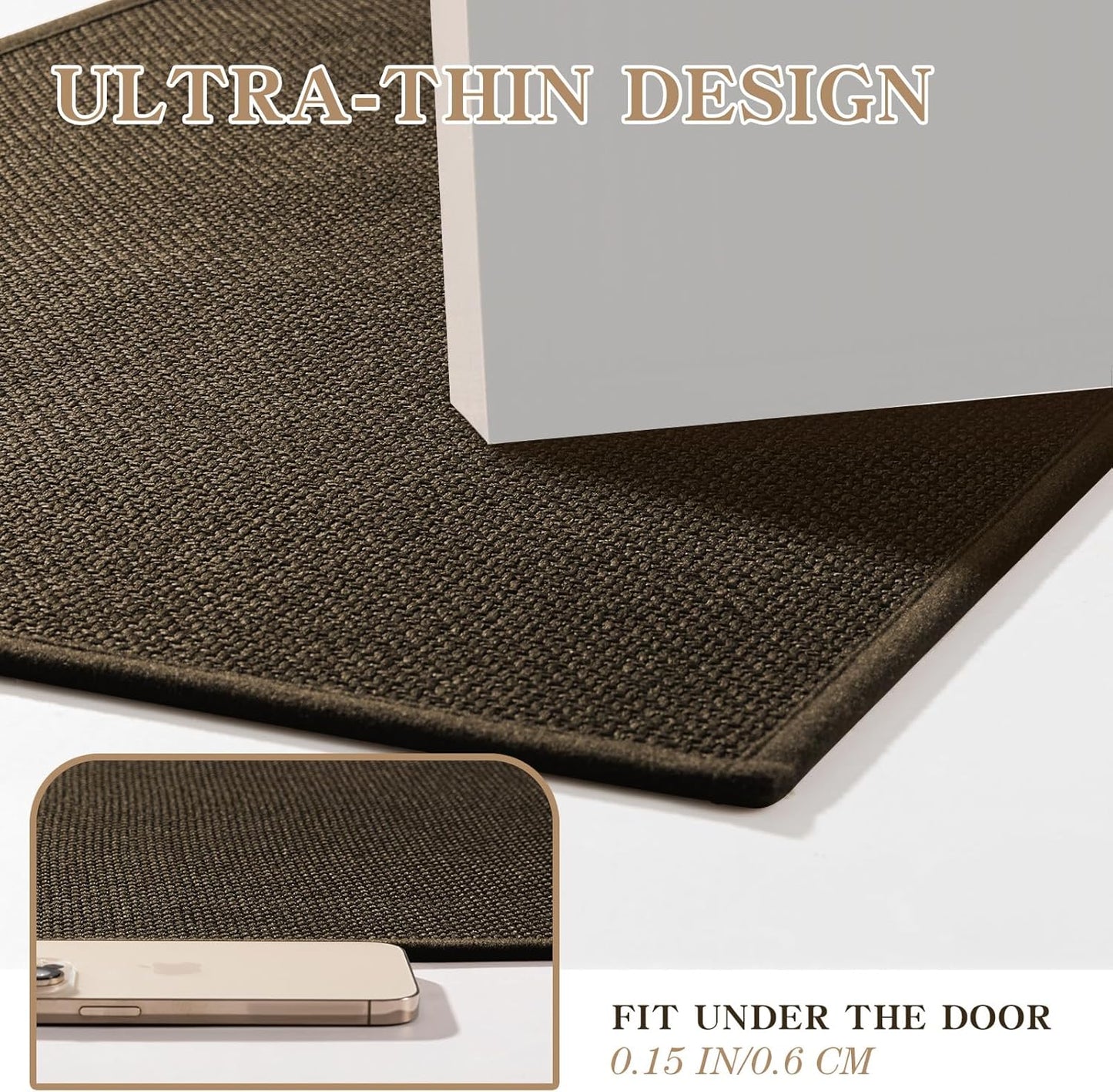 chakme Bathroom Rugs Mat 47x17, Ultra Thin Non Slip Bath Rug Runner Quick Dry Absorbent Bath Mat for Bathroom, (Brown, 47"x17")