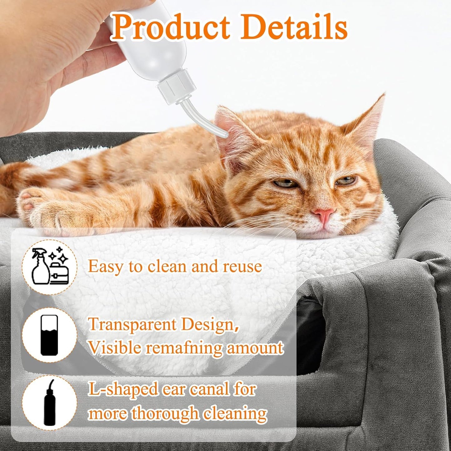 3PCS Empty Plastic Squeeze Bottles for Liquids, 100ML Empty Dropper Bottle for Medicated Ear Drops for Dogs