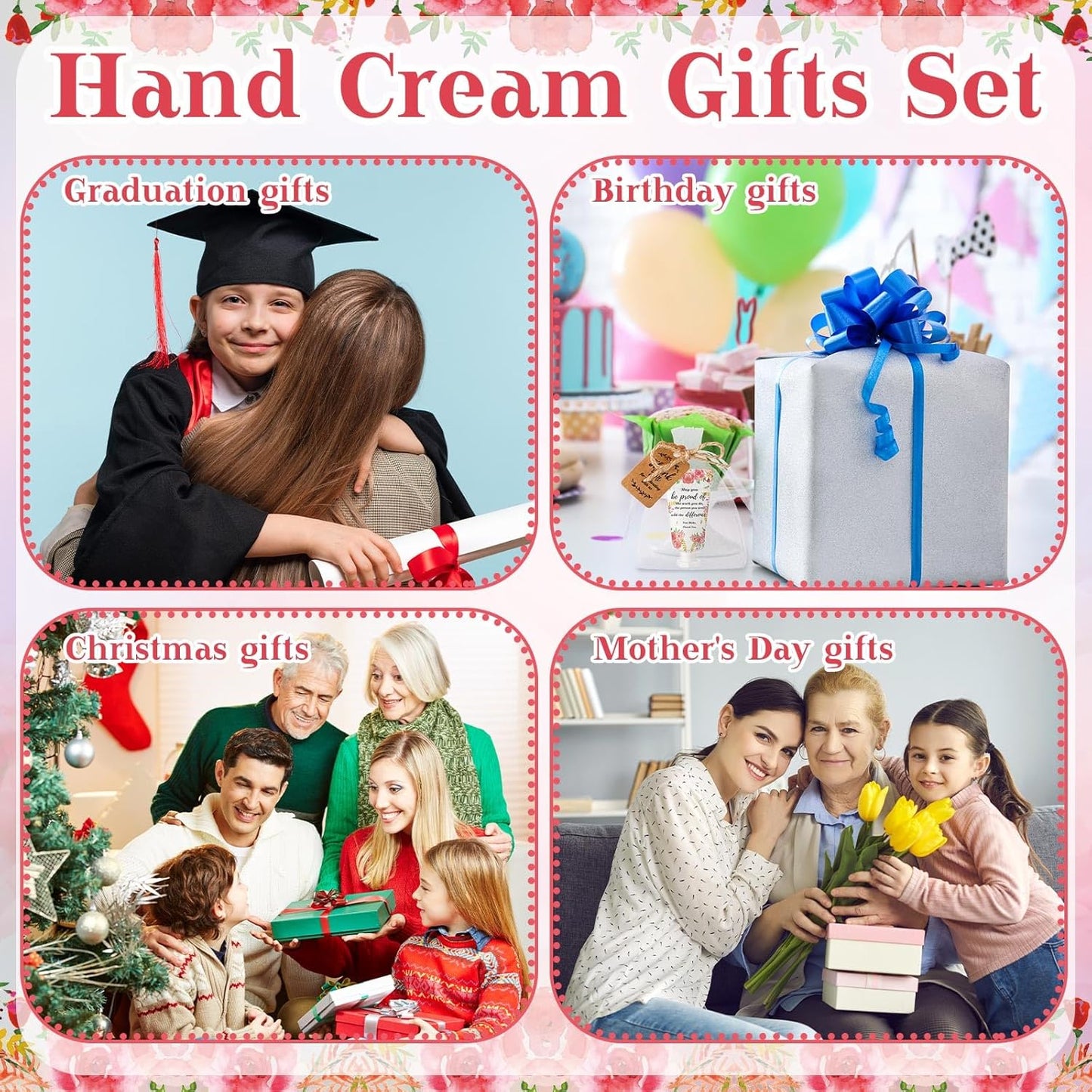 48 Sets Hand Mini Lotion Bulk Employee Appreciation Gifts Travel Size Hand Cream Bulk Inspirational Thank You Team Gifts for Birthday Christmas Teachers Coworkers Office Staff(Floral)