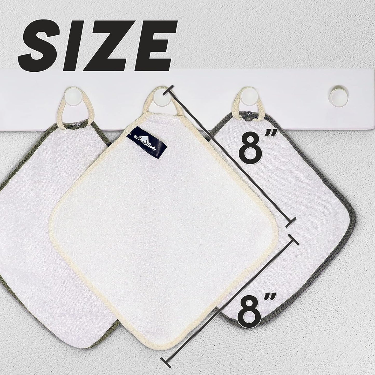 myHomeBody Dual-Textured Exfoliating Washcloth with Soft and Scrubbing Side, Body Exfoliation Scrubber for Bath, Shower, Durable 3 Layer Construction, Ivory, Set of 3