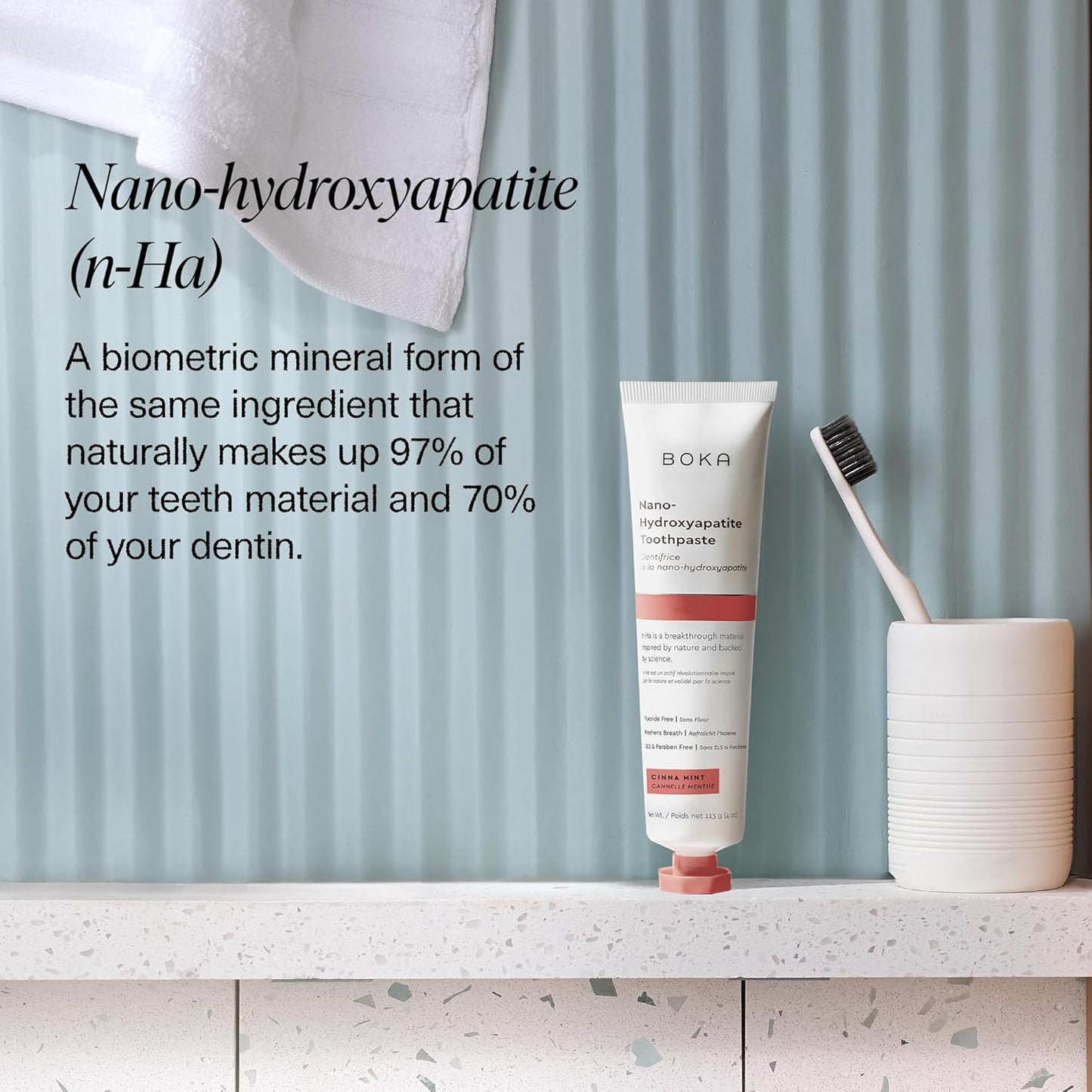 Boka Fluoride Free Toothpaste, Nano Hydroxyapatite Toothpaste, Appropriate for Sensitive Teeth - for Adult, Kids Oral Care - Cinnamon Mint Flavor, 4 Fl Oz 1Pk US Manufactured