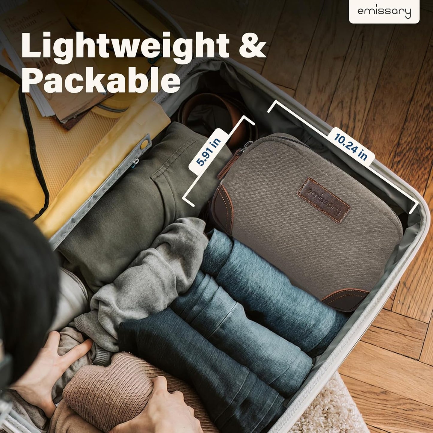 emissary Mens Travel Toiletry Bag, Dopp Kit for Men, Travel Bathroom Shaving Kit Bag for Men,Kit Small Bag for Travel (Light Gray)