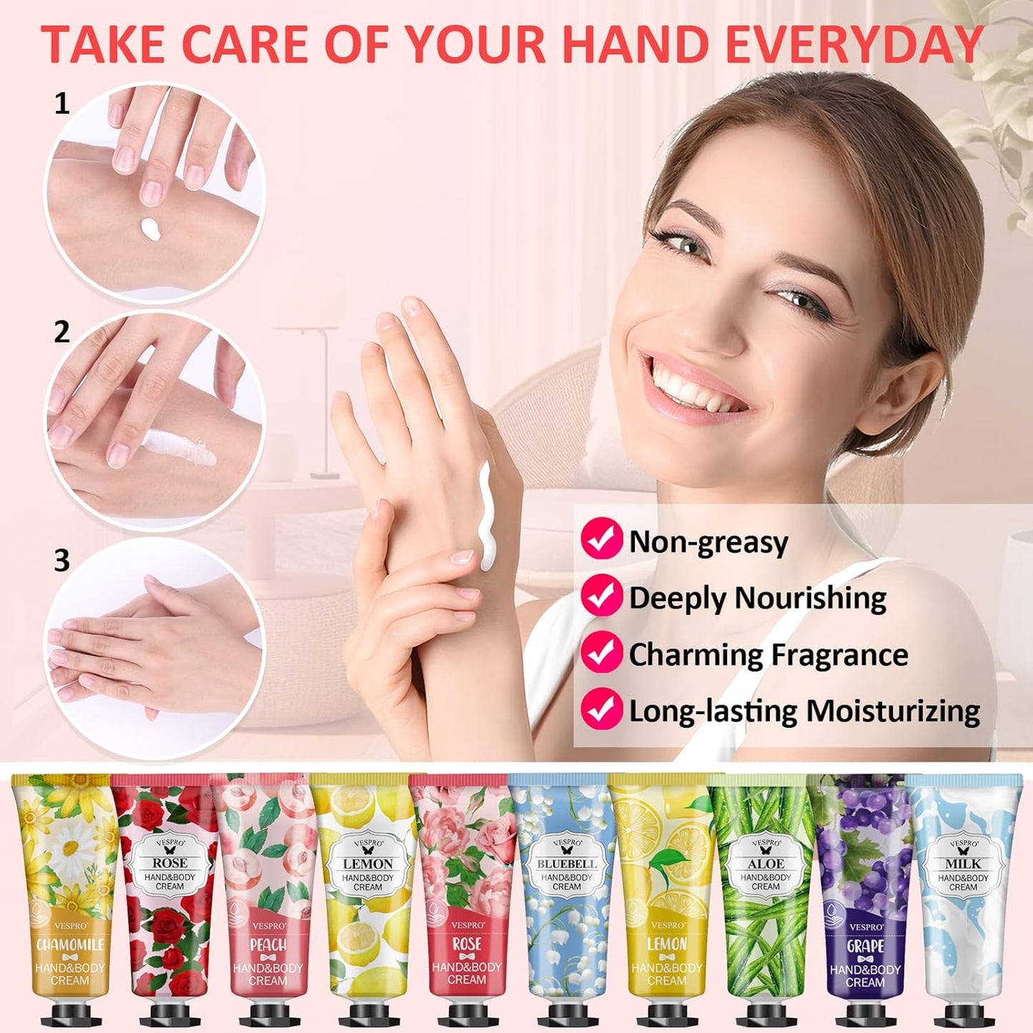 VESPRO 140 Pack Hand Cream Gifts Set, Stocking Stuffers for Women, Hand Lotion Travel Size for Dry Cracked Hands, Mini Hand Cream for Christmas Small Gifts, Thank You Gifts and Birthday Gifts