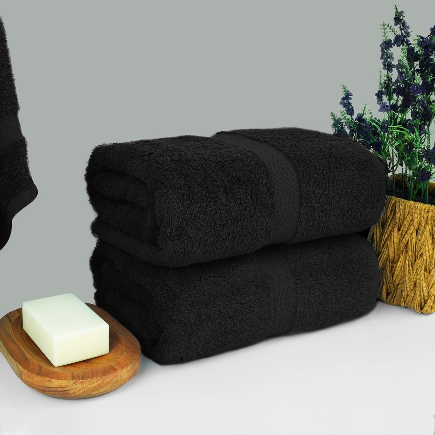 Chakir Turkish Linens, 100% Cotton Premium Quality Turkish Bath Sheets (35''x70'' Large Bath Sheet Towels - Black)