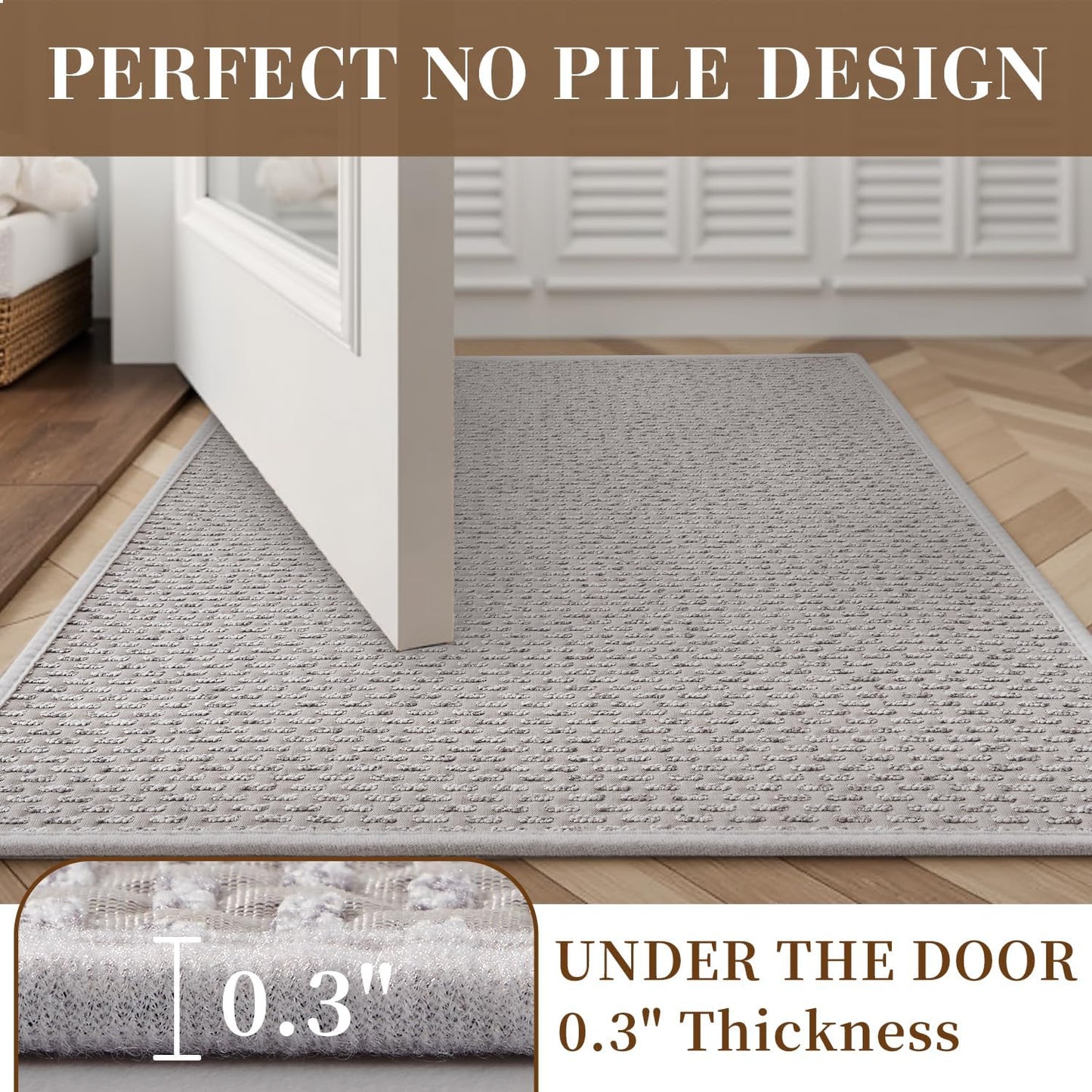 RESARE Non Slip Bath Mat - Machine Washable Bathroom Rug, Super Absorbent, Quick Dry, Ultra Soft, 24"x35", Light Grey