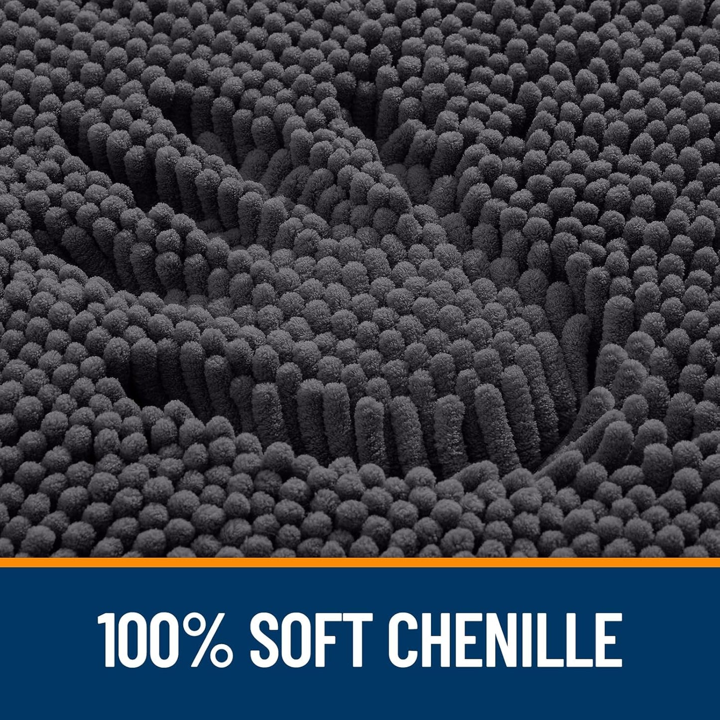 OLANLY Bathroom Rugs 70x46, Extra Soft Absorbent Chenille Bath Rugs, Rubber Backing Quick Dry, Machine Washable Bath Mats for Bathroom Floor, Tub and Shower, Home Decor Accessories, Dark Grey