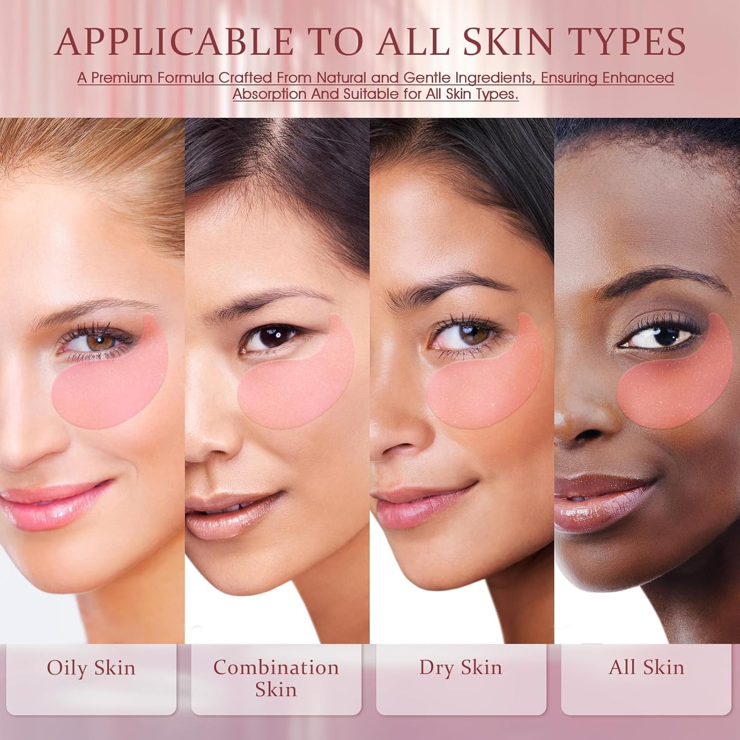 Under Eye Patches Masks - for Fine Lines with Collagen and Hyaluronic Acid, Dark Circles,Eye bags,and Fade Wrinkles, puffiness Smoothing Skin Care Treatment for Women and Men, (60 Pcs) Pink