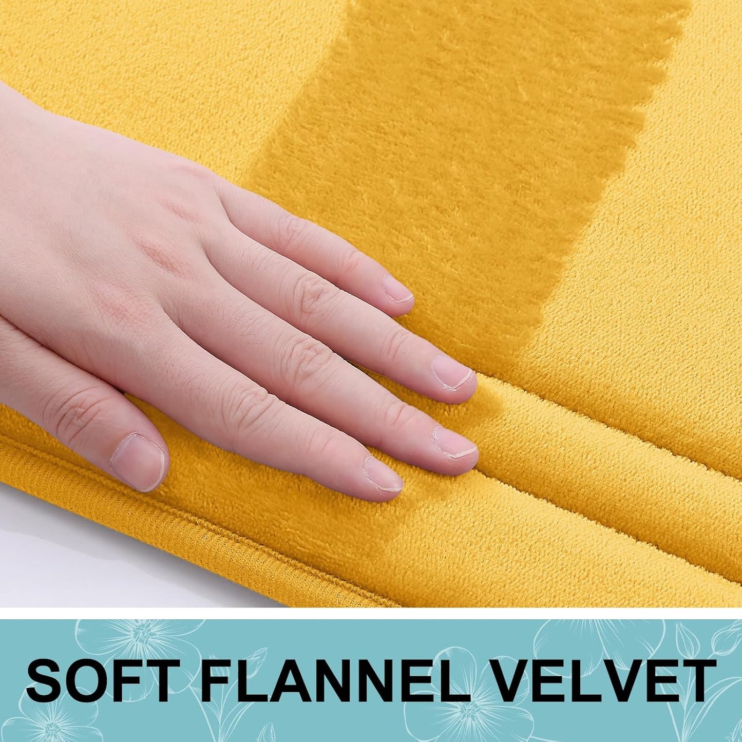 Grandaily Memory Foam Bath Mat Rug 30x20, Ultra Soft, Non-Slip and Absorbent Bathroom Rugs, Machine Wash Dry, Comfortable Bath Carpet for Bathroom Floor, Tub and Shower, Yellow