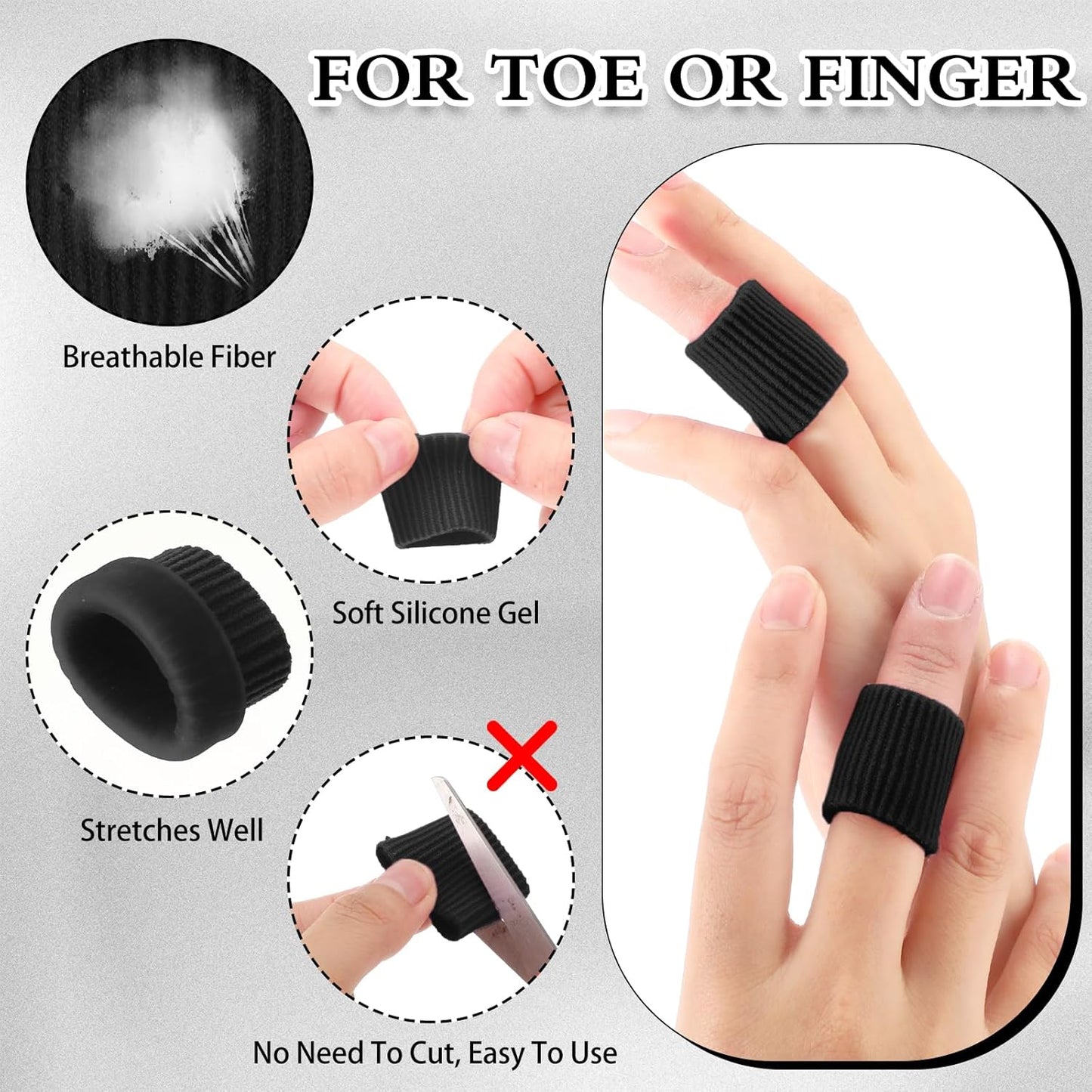 Blulu 24 Pieces Toe Tubes 0.98 Inches Cushion Tube Corn Pads for Toes Sleeves Soft Gel Protectors for Cushions Corns Blisters Calluses 3 Size(Black,Assorted Sizes)