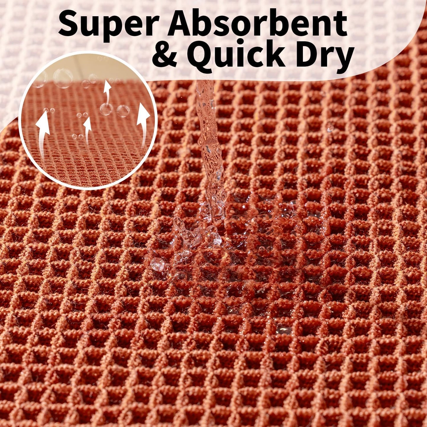 Waffle Runner Bath Mat - Long Boho Bathroom Rugs Non Slip Washable, Super Absorbent & Quick Dry, Soft Bath Mat Farmhouse Bathroom Decor, 24'' x 72'', Dirty Orange