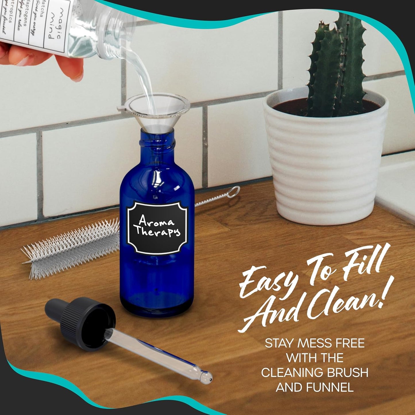 Nevlers Cobalt Blue Glass Bottle with Dropper 4 oz 24 Pack | Leakproof Glass Dropper Bottle Set w/Shrink Wrap, Funnel, Brush, Marker & Labels | Tincture Bottles with Droppers for Oils Serums Medicine