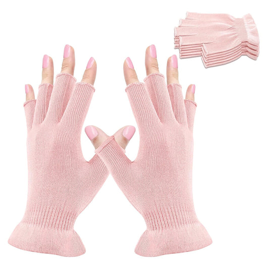 MIG4U Fingerless Moisturizing Gloves, Half Finger Touchscreen Beauty Glove for Eczema, SPA, Dry Hands, Skin Treatment, Summer Sun UV Protection, Pink, 3 Pairs S/M