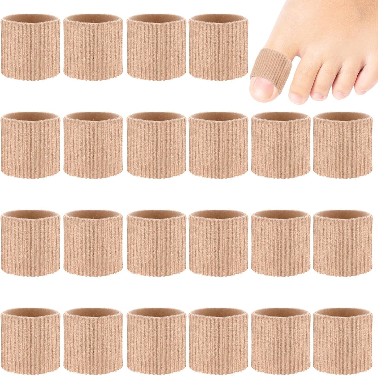 Blulu 24 Pieces Toe Tubes 0.98 Inches Cushion Tube Corn Pads for Toes Sleeves Soft Gel Protectors for Cushions Corns Blisters Calluses 3 Size(Skin Color,Large Size)