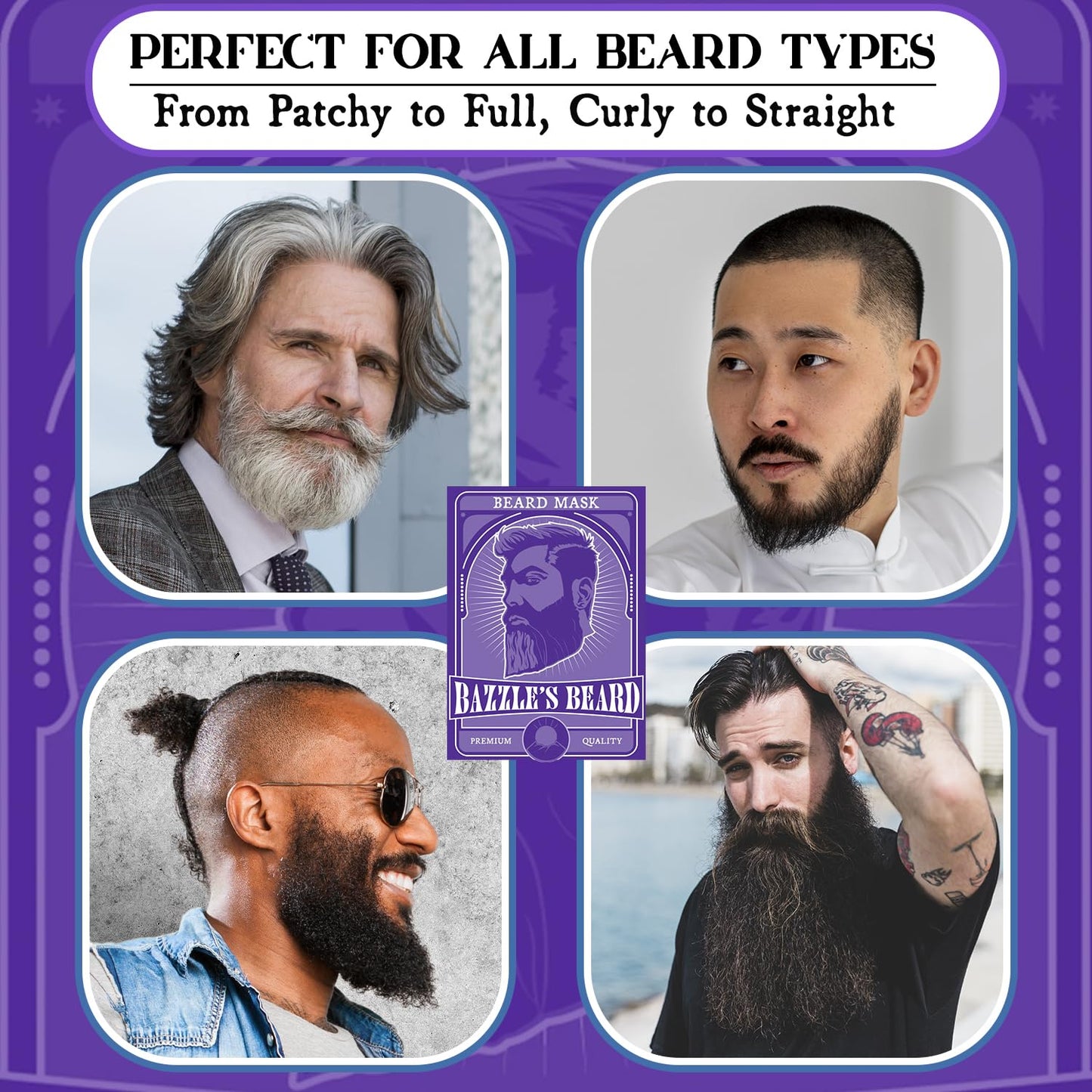 Bazzle's Beard Mask – Hydrating & Strengthening Mustache Conditioner Infused with Avocado Oil, Rejuvenating Beard Balm with Biotin for Hair Growth & Repair for Men, Facial Hair & Mustache Growth Balm