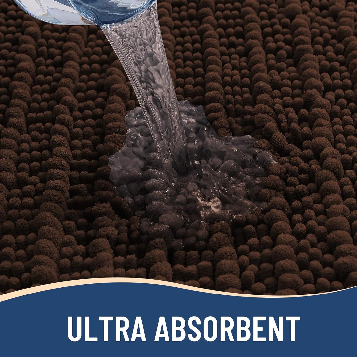 Arotive Luxury Chenille Bathroom Rug Mat, Extra Soft Thick Absorbent Shaggy Bath Rugs, Non-Slip Machine Wash Dry, Plush Bath Mats for Bathroom, Shower and Tub, 50x30, Brown