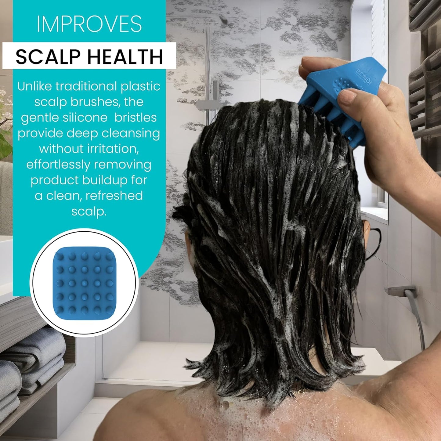 BONDI HOME & SPA - Hair Scalp Massager - Shampoo Brush for Scalp-Care - Promotes Healthy Hair Growth - Premium Silicone Scalp Brush to Exfoliate & Refresh