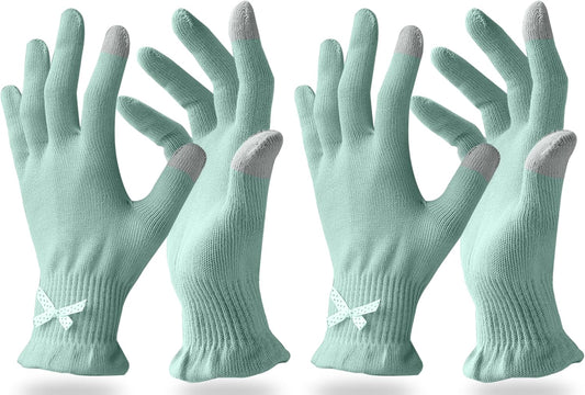 Evridwear Cotton Moisturizing Gloves Overnight Touchscreen for Dry Hands SPA Eczema Hand Care, Day and Night Moisturizing Sleeping Gloves (2 Pairs S/M, Feather Weight Mint Green)