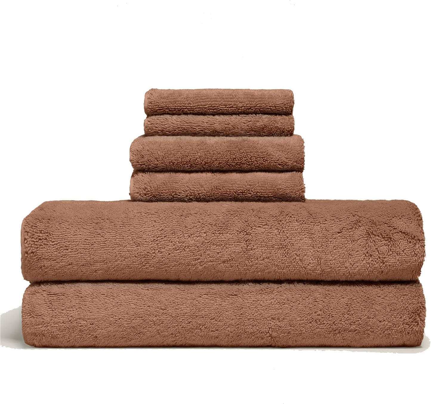Italic Ultraplush Luxe 6 Piece Towel Set – 2 Bath Sheets, 2 Hand Towels, 2 Washcloths – 800GSM Soft, Highly Absorbent & Quick Drying, Resort Grade 100% Australian Cotton Towels (Clay)