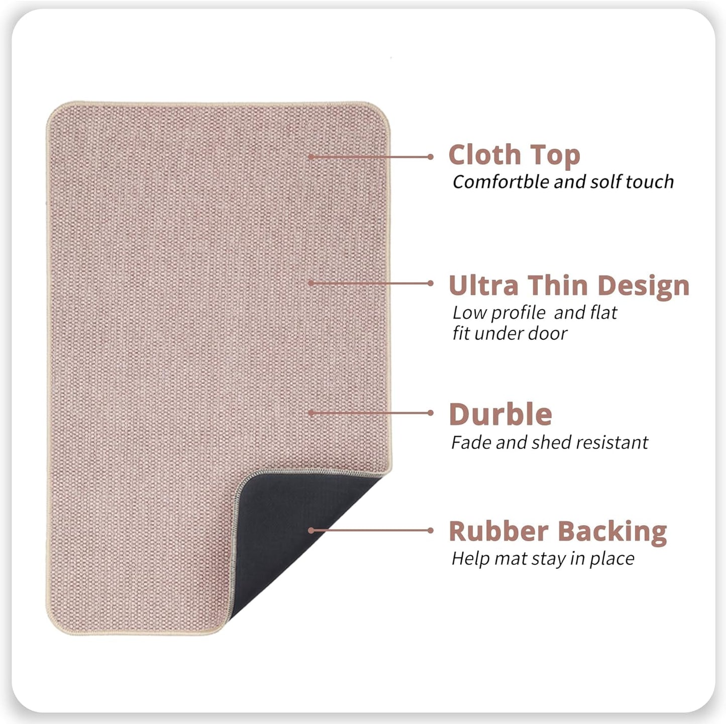 Bath Mat,Ultra Thin Bathroom Runner Rugs,Large Bath Mats for Bathroom,Quick Dry,Non-Slip,Machine Washable,Low Pile,Bath Rug,Shower Outside,Sink,Home Decor Accessories.Beige,1'9"x3'11"（21x47inch）