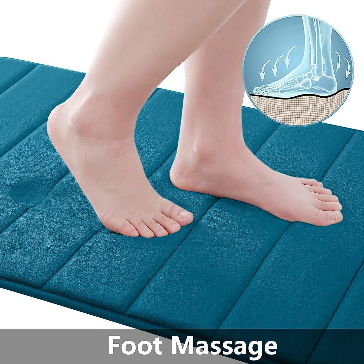 Buganda Memory Foam Bath Mat, 59" x 20", Ultra Soft and Non-Slip Bathroom Rugs, Water Absorbent and Machine Washable Bath Rug Runner for Bathroom, Shower, and Tub, Peacock Blue