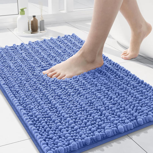 Arotive Luxury Chenille Bathroom Rug Mat, Extra Soft Thick Absorbent Shaggy Bath Rugs, Non-Slip Machine Wash Dry, Plush Bath Mats for Bathroom, Shower and Tub, 24x16, Cornflower Blue