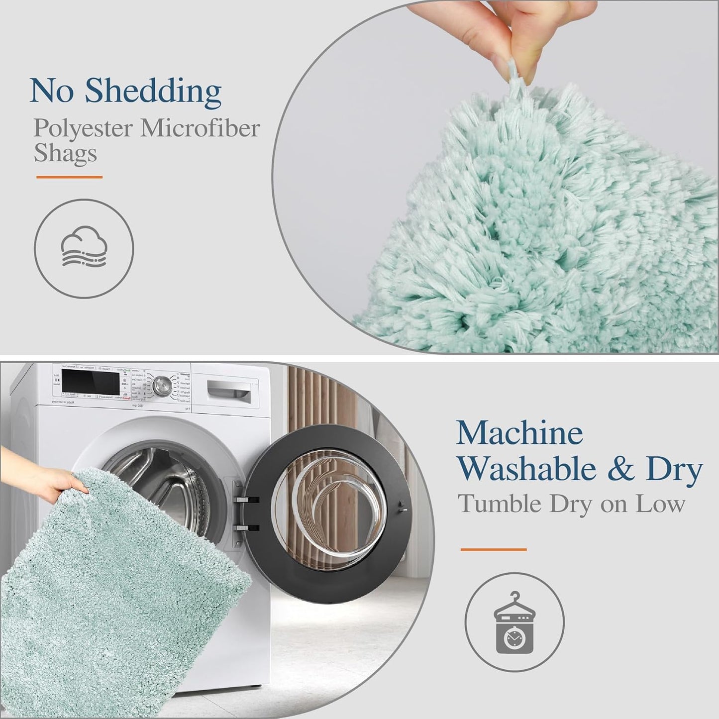 Walensee Large Bathroom Rug (24 x 40, Aqua) Extra Soft and Absorbent Shaggy Mat Machine Washable Microfiber for Bathroom, Non Slip Luxury Floor Mat With Rubber Back