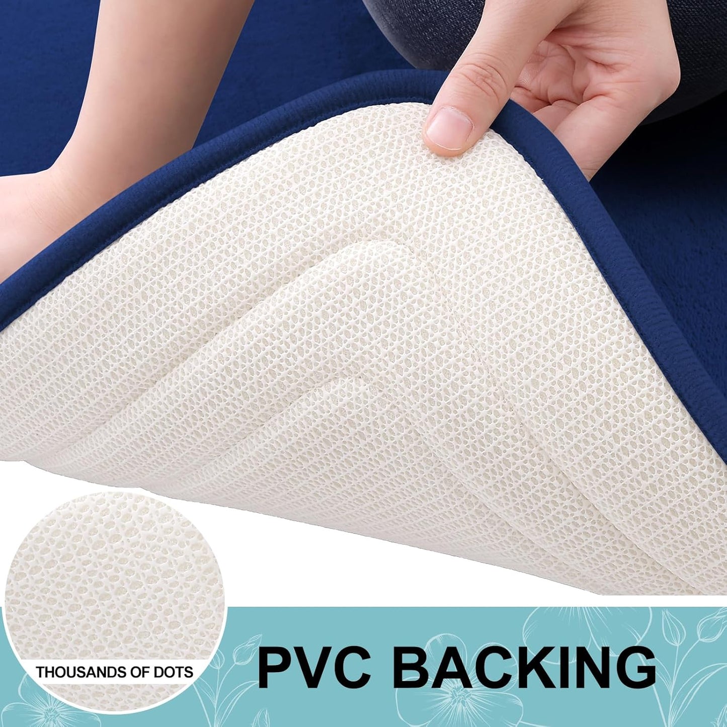 Grandaily Memory Foam Bath Mat Rug 40x32, Ultra Soft, Non-Slip and Absorbent Bathroom Rugs, Machine Wash Dry, Comfortable Bath Carpet for Bathroom Floor, Tub and Shower, Navy Blue