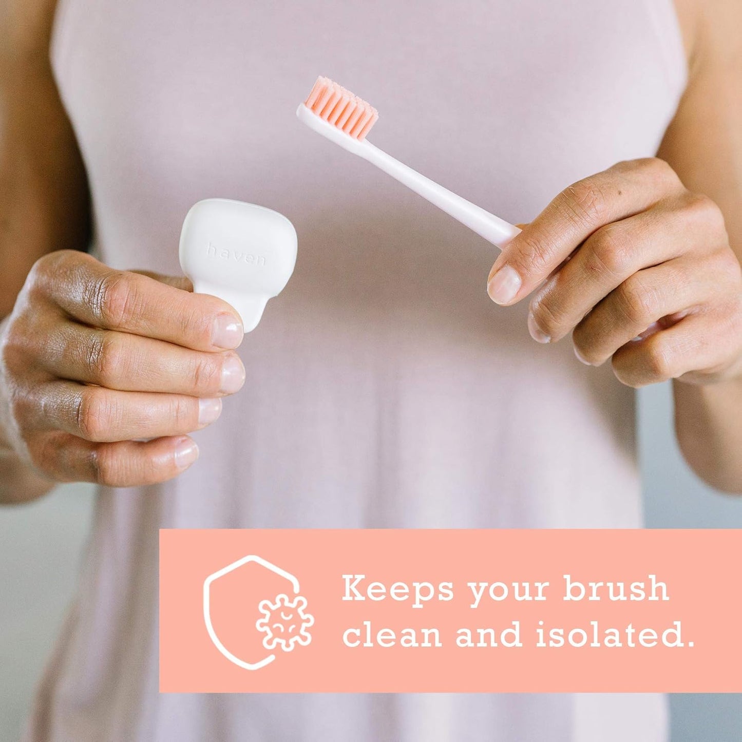 Haven Toothbrush Cover - Fits Most Adults' & Kids' Electric & Standard Toothbrushes - Pack of 2 - Blue & Charcoal Gray