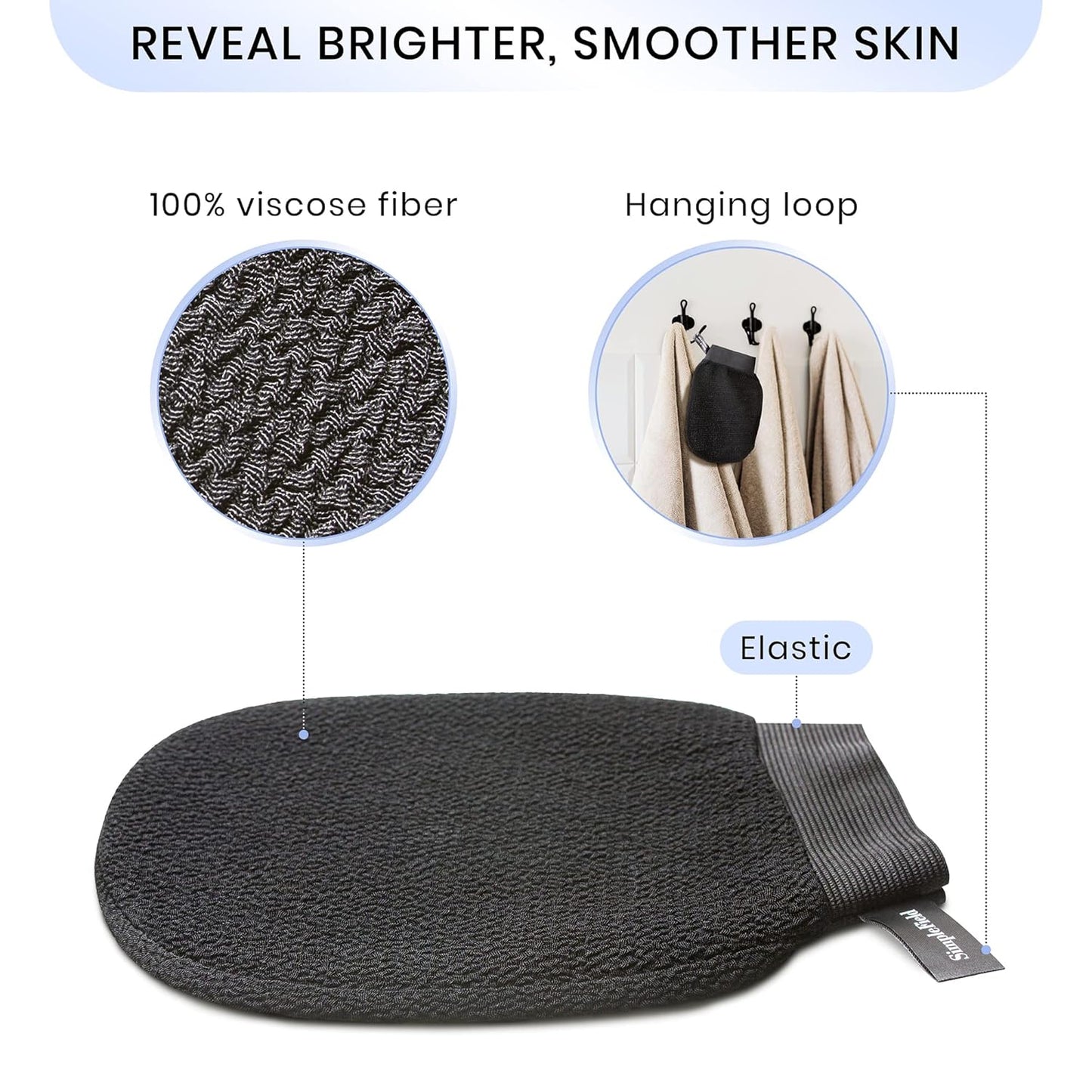 Korean Exfoliating Mitt for Remove Dead Skin. 2 Pack 100% Viscose Kessa Deep Exfoliating Gloves for Body Scrub, Keratosis Pilaris and Self Tanning Removal. Easily Smooth Skin Surface.