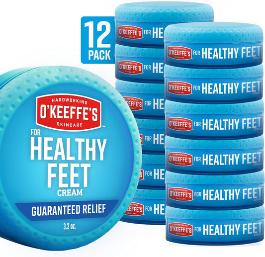 O'Keeffe's for Healthy Feet Foot Cream - 3.2 oz Jar (12 Pack) - Guaranteed Relief for Extremely Cracked, Dry Feet, Repairing Skincare, Instantly Boosts and Retains Moisture Levels