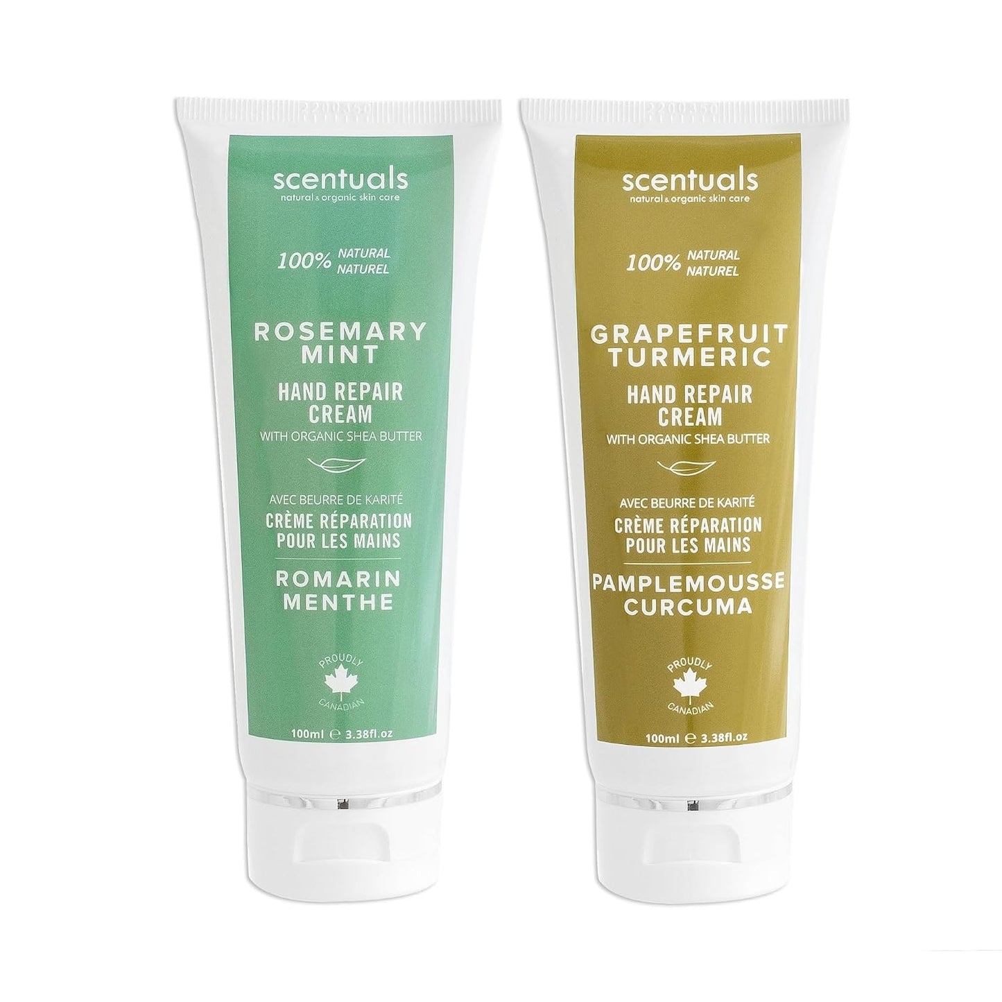 Hand Cream Set of 2, with Shea Butter, Cocoa Butter, Argan & Almond oil, Moisturizing Dry Hands. Rosemary Mint + Grapefruit Turmeric (100ml x 2/3.38 fl.oz x 2)